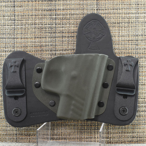 24149 CrossBreed® MiniTuck for BERETTA APX A1C . Right Hand . Black Cow . Olive Drab Pocket
