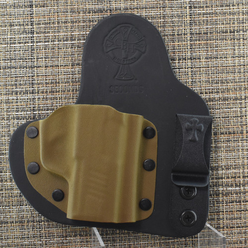 24534 CrossBreed® Appendix Carry for SIG P365 SERIES (all except X Macro ). Right Hand . Black Cow . Coyote Tan Pocket . Optic Cut