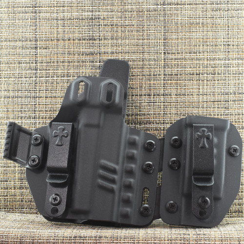 25167 CrossBreed® Rogue System for GLOCK 43/43x/48 - 43mos/43xmos/48mos with Rail . Right Hand . Optic Cut . Black Kydex  . Concealment Claw