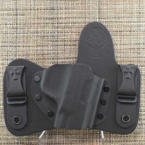 25273 CrossBreed® MiniTuck for SMITH & WESSON SHIELD .45 acp . Right Hand . Black Cow . Optic Cut