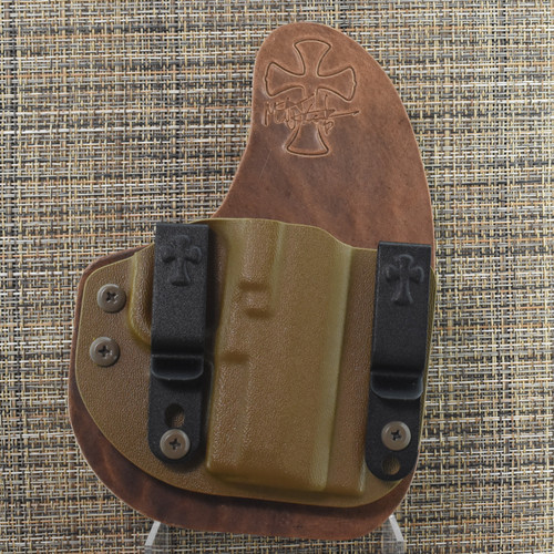 25488 CrossBreed® Reckoning for CANIK METE MC9 . Right Hand . Founders Leather . Coyote Tan Pocket . Optic Cut . Flat Dark Earth Hardware