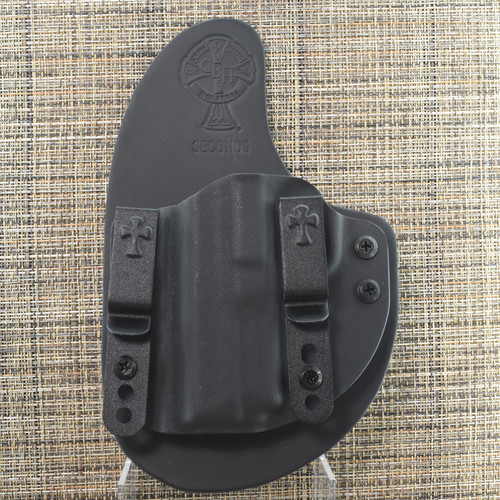 25513 CrossBreed® Reckoning for SMITH & WESSON EQUALIZER / SHIELD EZ9 . Left Hand . Black Cow . Optic Cut