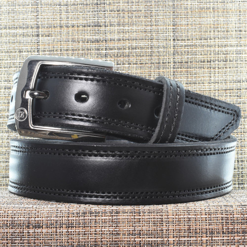 CB3693 CrossBreed® Executive Black Belt . 40 x 1.5 . Double Stitched Black Thread . Gloss Buckle