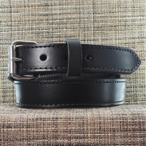 CB3708 CrossBreed® Classic Black Belt . 34 x 1.25 . Black Thread . Stainless Buckle