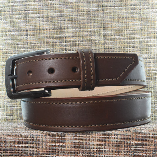CB3723  CrossBreed® Executive Brown Belt . 43 x 1.5 . Brown Thread . Gloss Buckle