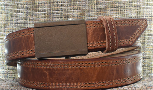 CB3829 CrossBreed® CrossOver Founders Leather Belt . 43 x 1.5 . Burnt Bronze Buckle