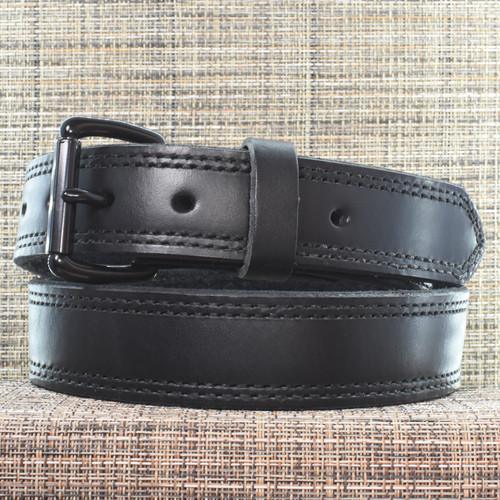 CB3749 CrossBreed® Classic Black Belt . 38 x 1.5 . Double Stitched Black Thread . Black Buckle . Velcro Lined