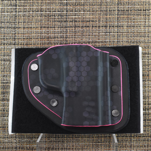 MP418 CrossBreed® Modular Pocket for SPRINGFIELD HELLCAT PRO . Right Hand . Black Cow . Hex Pattern Pocket . Optic Cut