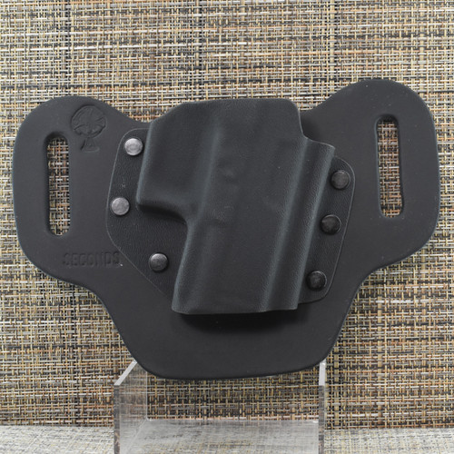 26049 CrossBreed® DropSlide for GLOCK 43MOS / 43XMOS / 48MOS (with rail) . Right Hand . Black Cow . Optic Cut