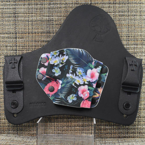 26127 CrossBreed® SuperTuck for GLOCK 43mos / 43x mos / 48 mos (with rail) . Right Hand . Black Cow . Optic Cut . Tropical Pocket