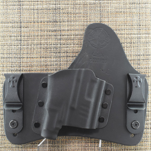 26173 CrossBreed® SuperTuck for SPRINGFIELD HELLCAT with STREAMLIGHT TLR-7 SUB . Right Hand . Black Cow . Combat and Optic Cut