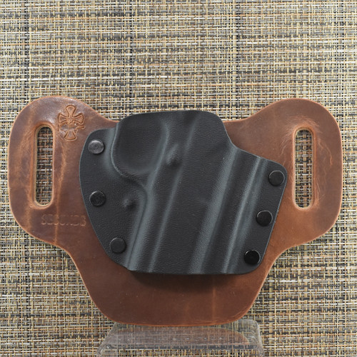 26195 CrossBreed® DropSlide for 1911 SERIES NO RAIL . Right Hand . Founders Leather . Optic Cut