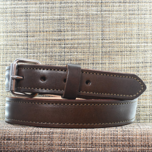 CB3777 CrossBreed® Classic Dark Brown Belt . 42 x 1.25 . Brown Thread . Stainless Buckle