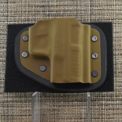 MP436 CrossBreed® Modular Pocket for SMITH & WESSON SHIELD X . Right Hand . Black Cow . Coyote Tan Pocket . Optic Cut