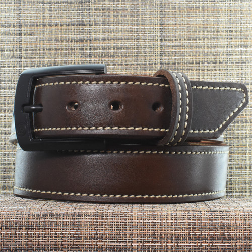 CB3784 CrossBreed® Executive Brown Belt . 51 x 1.5 . Natural Thread . Black Buckle