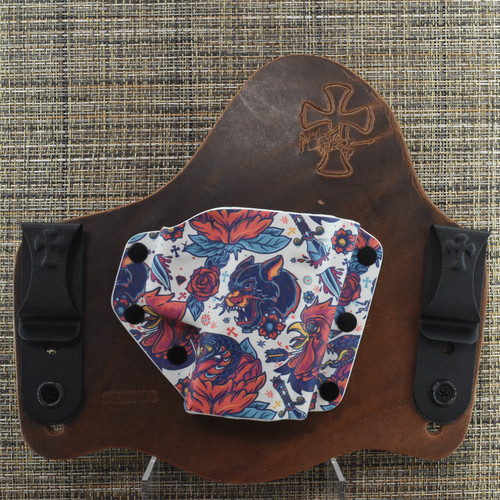 26209 CrossBreed® SuperTuck for SMITH & WESSON SHIELD X . Right Hand . Founders Leather . Vintage Tattoo Pocket