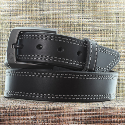 CB3820 CrossBreed® Executive Black Belt . 37 x 1.5 . Double Stitched Grey Thread . Tungsten Buckle