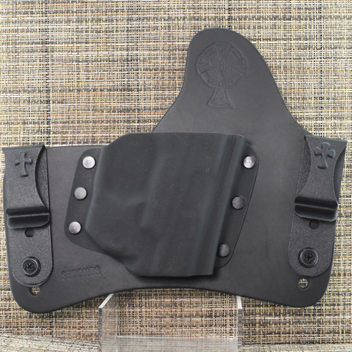 26252 CrossBreed® SuperTuck for SMITH & WESSON SHIELD / SHIELD PLUS 9/40 with ARMALASER TR4 Red / TR4G Green . Right Hand . Black Cow . Combat Cut