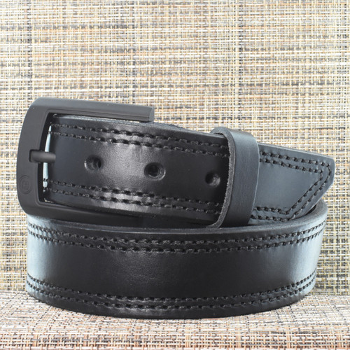 CB3842 CrossBreed® Executive Black Belt . 35 x 1.5 . Double Stitched Black Thread . Black Buckle