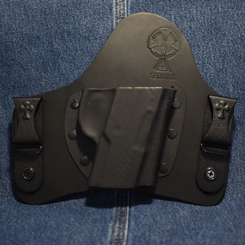 15592 CrossBreed® SuperTuck SIG P320 SUBCOMPACT with ROUND TRIGGER GUARD and RAIL . Right Hand .  Black Cow . 19