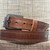 CB3769 CrossBreed® Executive Founders Leather Belt . 46 x 1.5 . Double Stitched Bronze Thread . Dark Tungsten Buckle