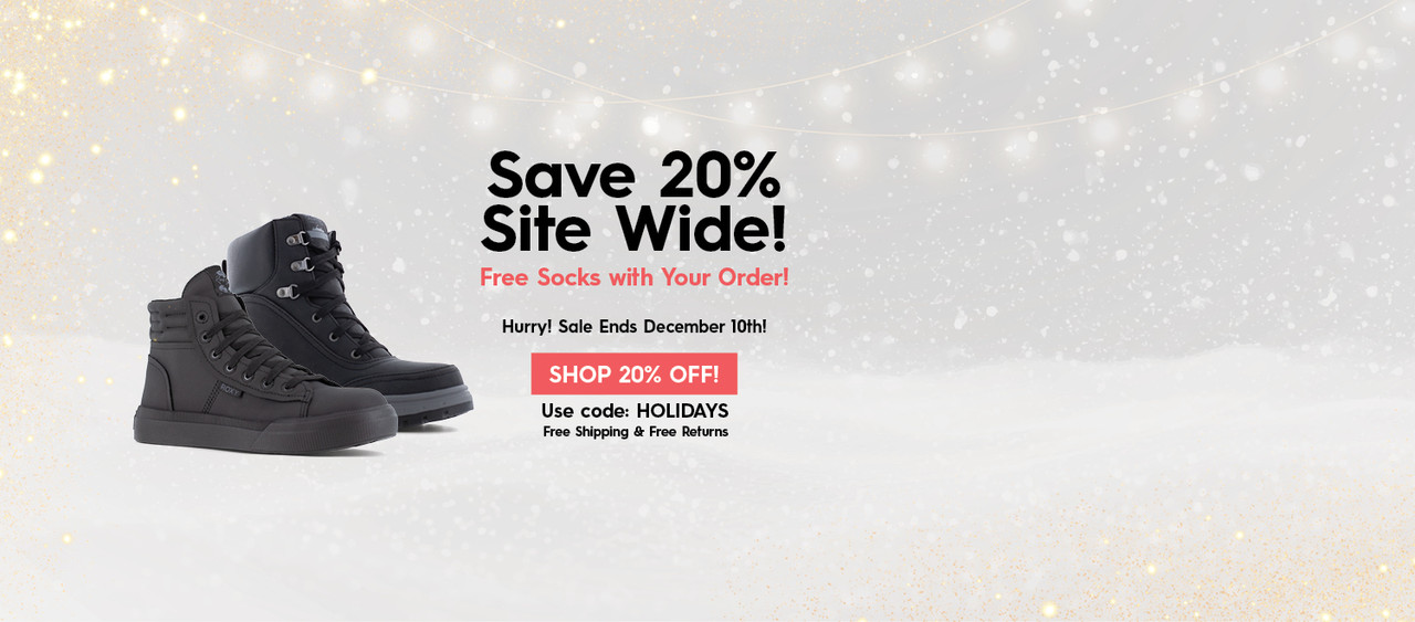 Save 20% site wide! Free socks with your order! Hurry! Sale ends December 10th! Shop 20% Off! Use code: HOLIDAYS Free shipping and free returns
