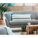 LR Home Multi Weave or White Lumbar Pillow -  Turquoise Quarry Tassel Image 4