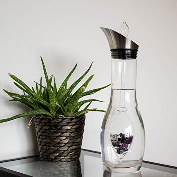VitaJuwel Era Guardian Crystal Water Decanter with Black Tourmaline, Amethyst &amp; Clear Quartz