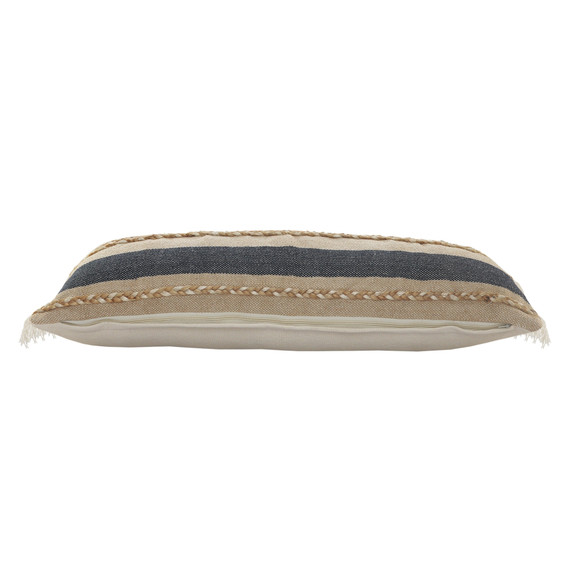 LR Home Multi Weave or White Lumbar Pillow -  Atlantis Coastal Stripes Image 4