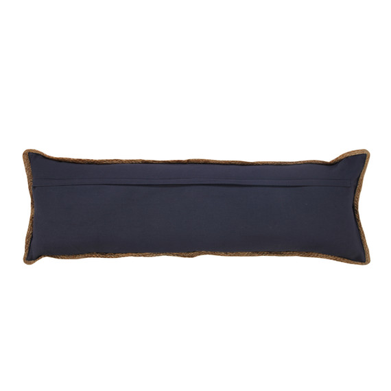 LR Home Multi Weave or White Lumbar Pillow -  Navy Blue Striped Jute Border Image 3