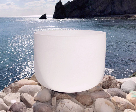 Venus Crystal White Solid Frosted Quartz Singing Bowl Root Chakra -  B Note 12 inch Image 1