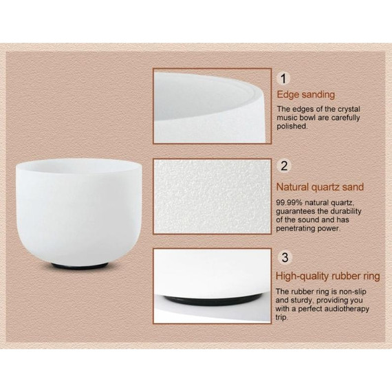 Venus Crystal White Solid Frosted Quartz Singing Bowl Root Chakra -  C Note 10 inch Image 2