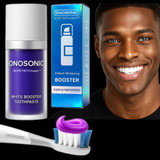 معجون أسنان أونوسونيك البنفسجي مصحح اللون لتبييض فوري للأسنان، يعادل الاصفرار ويمنح ابتسامة أكثر إشراقاً في دبي الإمارات