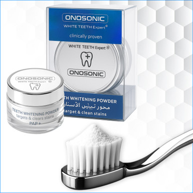 تبييض الأسنان الفعّال والآمن مع بودرة ONOSONIC WHITE TEETH Expert® PAP+ من دبي