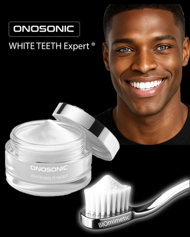 مسحوق تبييض ONOSONIC WHITE TEETH Expert® PAP+ – تبييض مينا الأسنان بدون بيروكسيد وحساسية