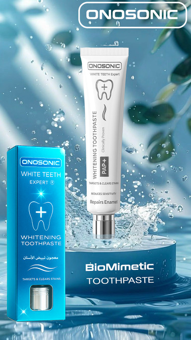معجون تبييض الأسنان ONOSONIC WHITE TEETH Expert® PAP+ – ابتسامة أكثر بياضًا بسرعة وأمان بدون حساسية"