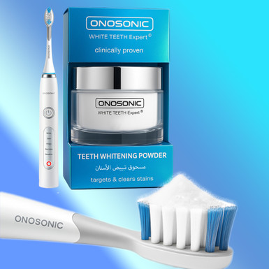ONOSONIC WHITE TEETH Expert® PAP+ – مسحوق تبييض الأسنان المتطور من دبي | تبييض آمن وسريع بدون حساسية