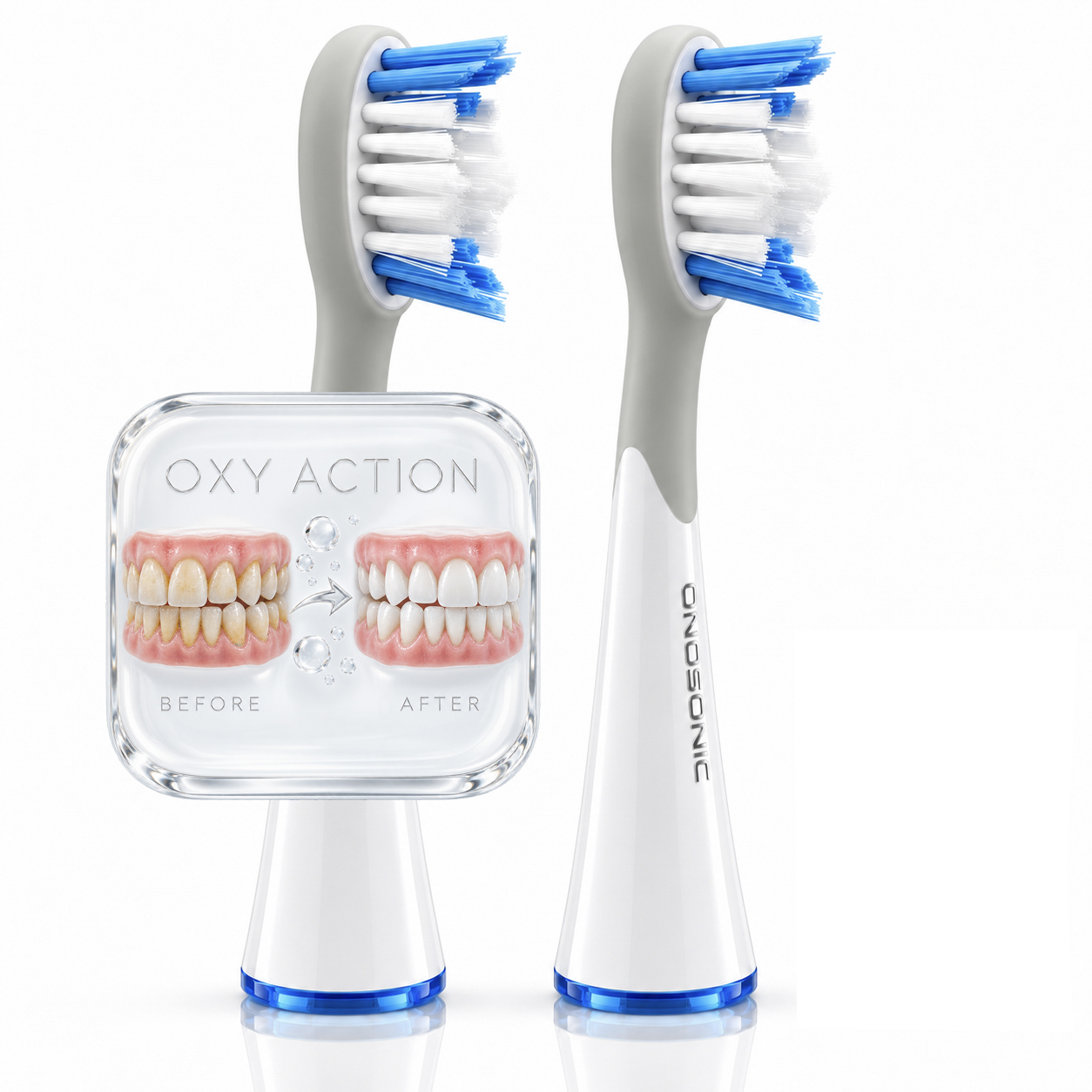 ONOSONIC D-D replacement brush heads for DX-1 sonic electric toothbrush Dubai UAE Abu Dhabi, soft bristles for plaque removal, gum care and cleaning coffee and smoking stains