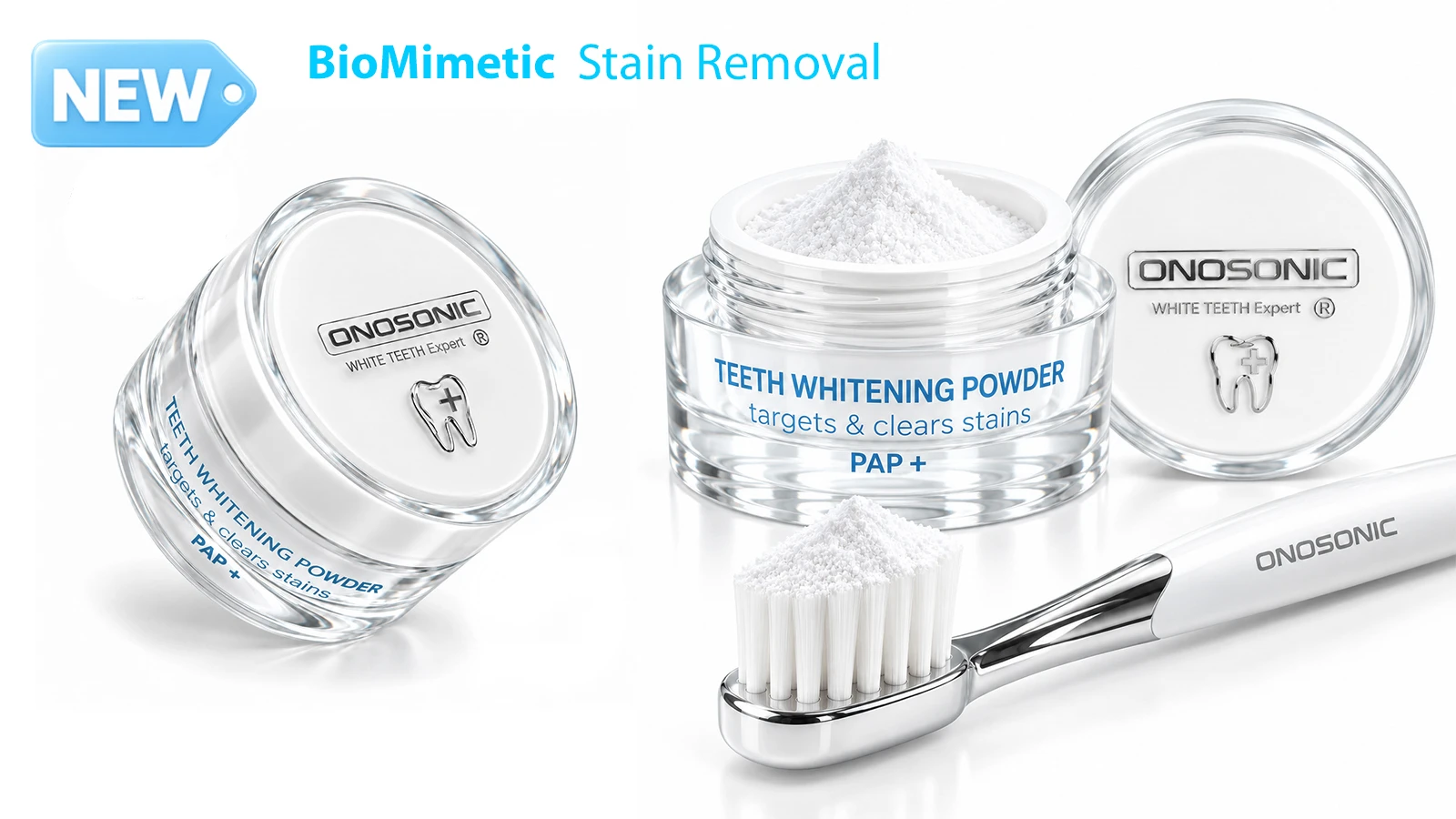ONOSONIC PAP+ BioMimetic teeth whitening powder Dubai teeth whitening for smoker, tobacco, coffee and tea stains alternative to Marvis Smokers Whitening, White Glo Smokers Formula, Colgate Optic White, HiSmile, Boka, Opalescence, Crest 3D White, Spotlight Oral Care, Eucryl and charcoal whitening toothpaste products.