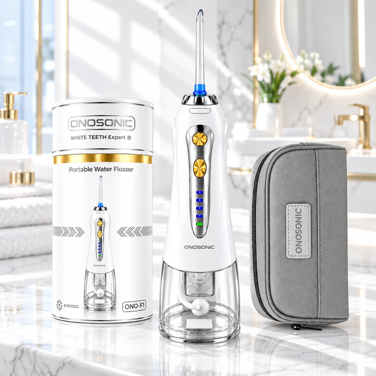 ONOSONIC ONO-F1 water flosser for deep cleaning between teeth