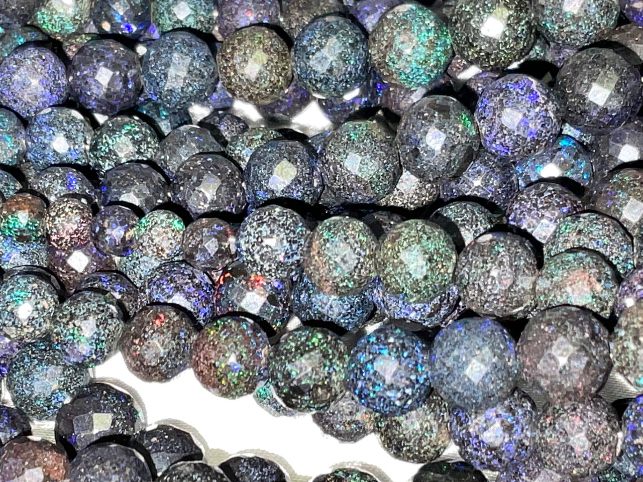 8-13mm Australian Opal Beads Faceted Rounds 18 inch 52 pieces