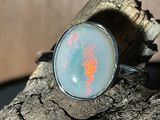 Natural Australian Coober Pedy White Opal In Sterling Silver Ring 11.00 Carat