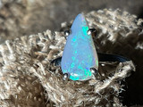 Natural Australian Coober Pedy White Opal In Sterling Silver Ring 9.90 Carat
