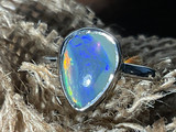 Natural Australian Coober Pedy White Opal In Sterling Silver Ring 10.25 Carat