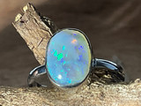 Natural Australian Coober Pedy White Opal In Sterling Silver Ring 10.10 Carat