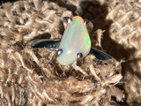 Natural Australian Coober Pedy White Opal In Sterling Silver Ring 8.55 Carat