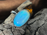 Natural Australian Coober Pedy White Opal In Sterling Silver Ring 12.30 Carat