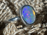 Natural Australian Coober Pedy Opal Sterling Silver Ring  9.50 Carat
