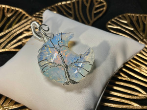 Natural Opalite Crystal Moon Tree Of Life Healing Energy Pendant Natural Opalite Crystal Moon Tree Of Life Healing Energy Pendant
