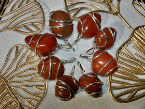 Natural Red Jasper Tumble Crystal Wire Wrapped Pendant Natural Red Jasper Tumble Crystal Wire Wrapped Pendant